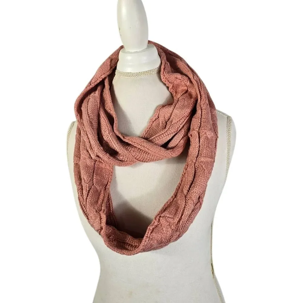 Elegant Dusty Rose Knit Infinity Scarf